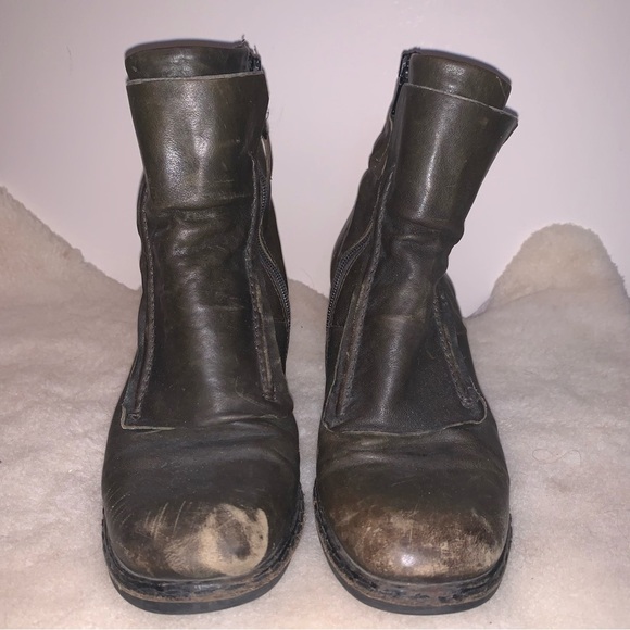 MJUS Green Leather Ankle Heeled Boots Moto 39 - Picture 5 of 10